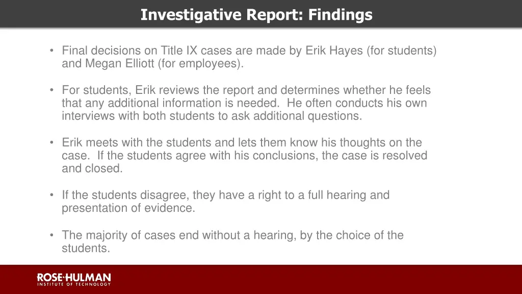 investigative report findings