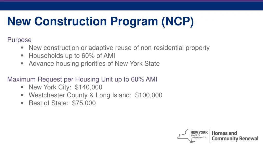 new construction program ncp