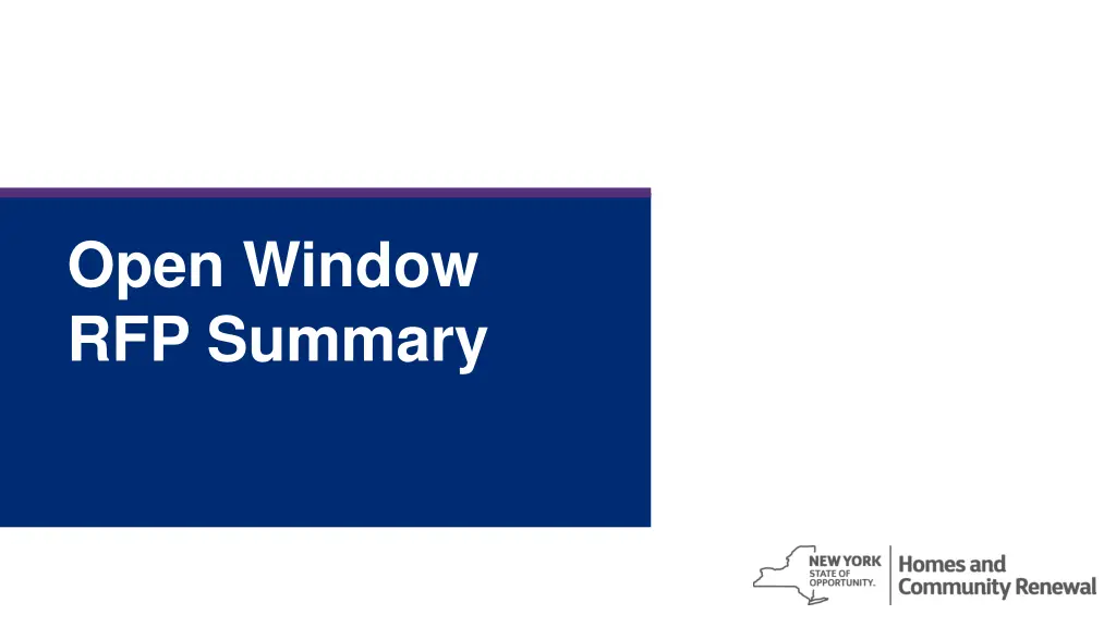 open window rfp summary