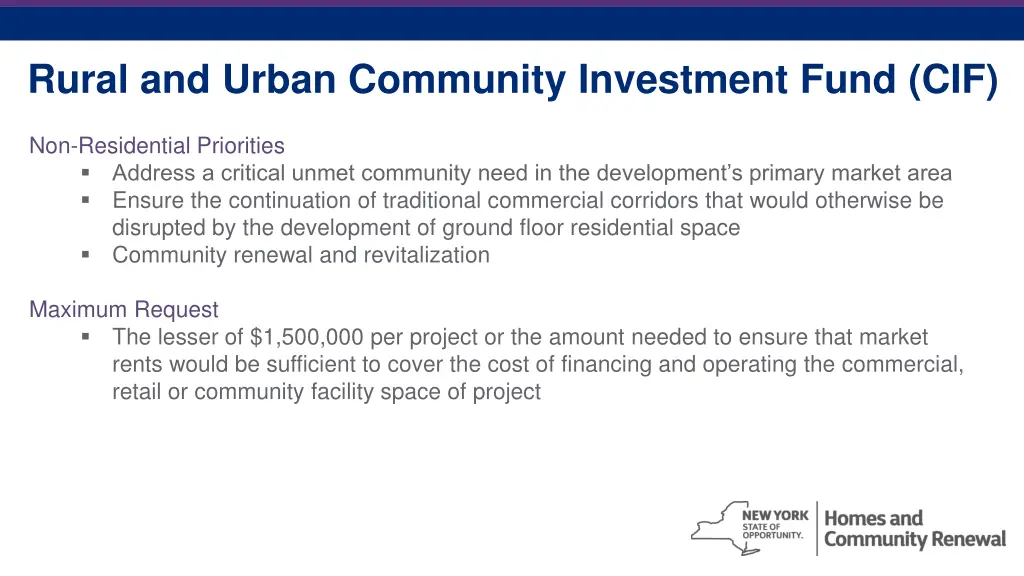 rural and urban community investment fund cif