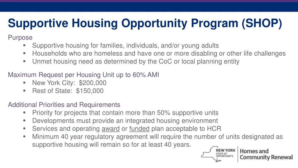 supportive housing opportunity program shop