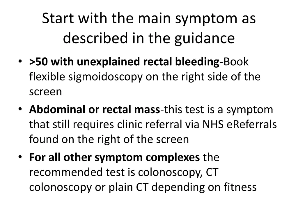 start with the main symptom as described