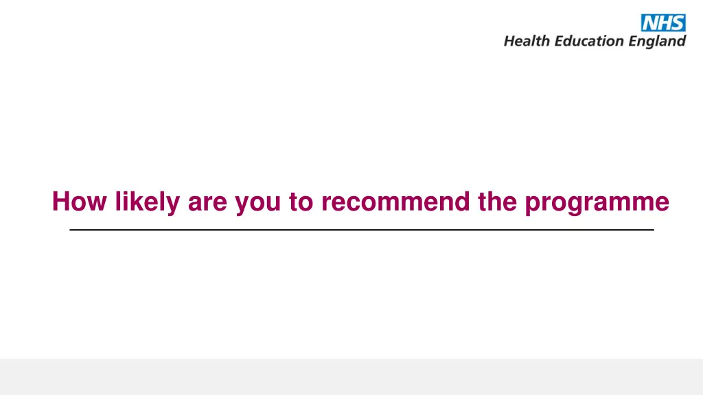 how likely are you to recommend the programme