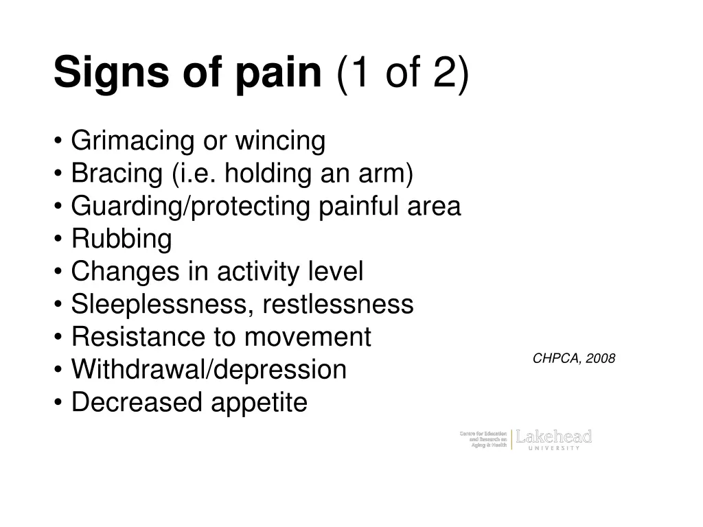 signs of pain 1 of 2