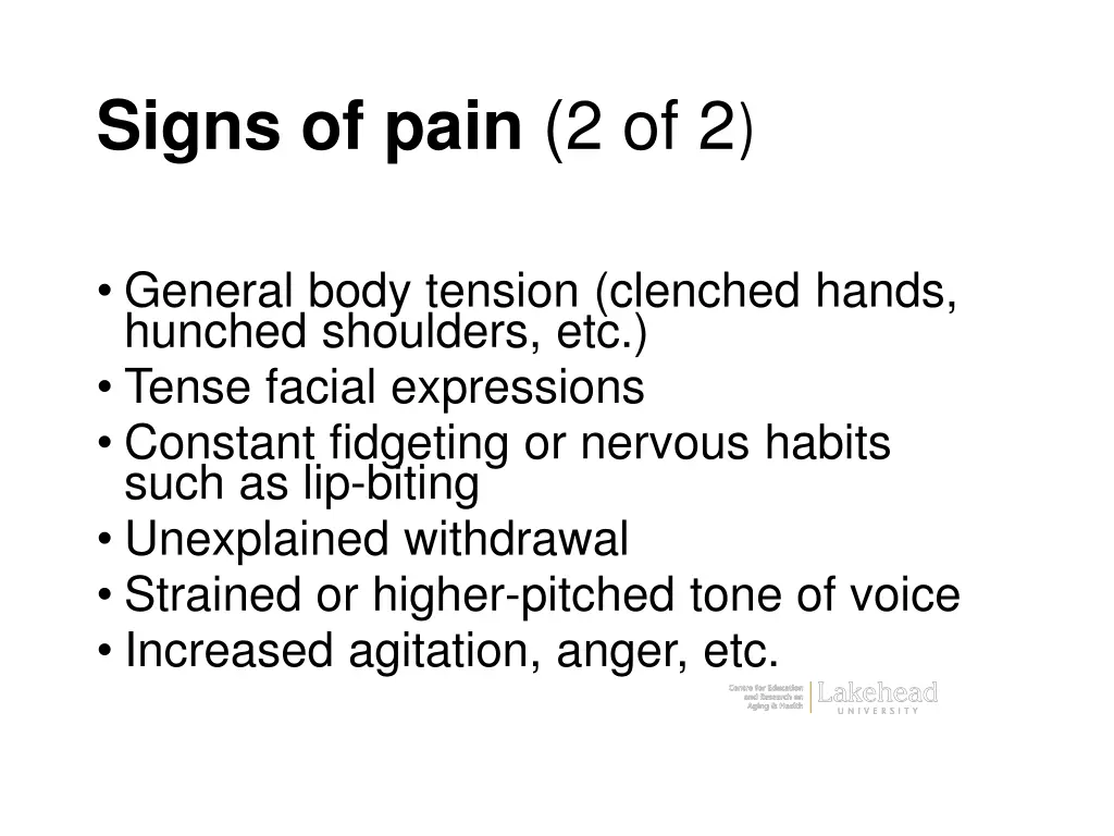 signs of pain 2 of 2