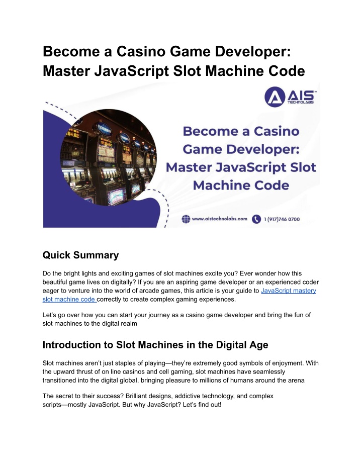 become a casino game developer master javascript