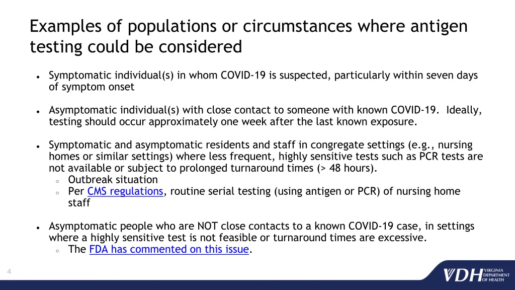 examples of populations or circumstances where