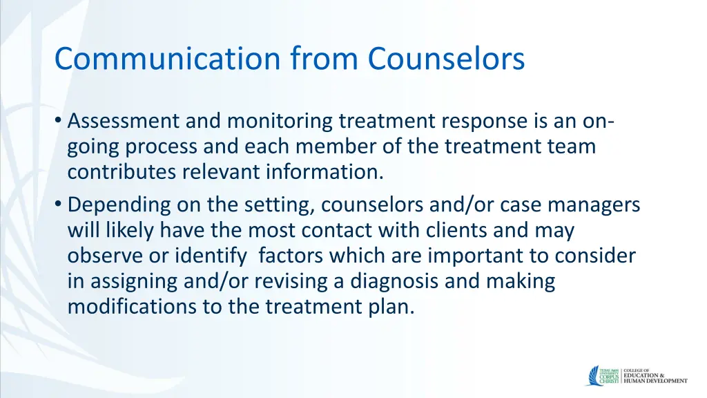 communication from counselors