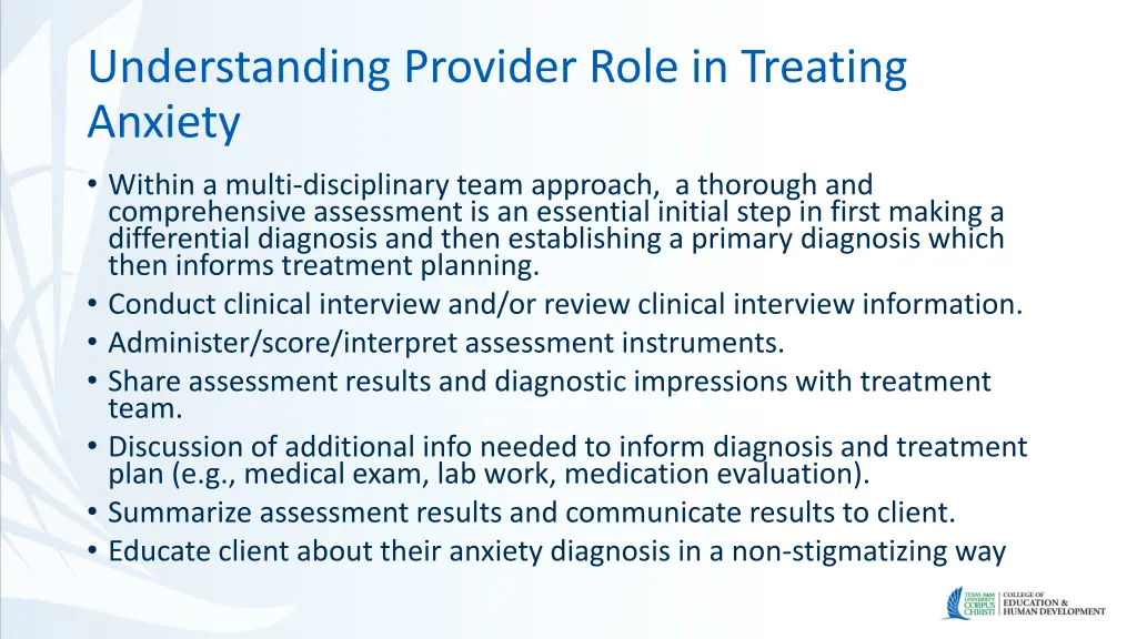 understanding provider role in treating anxiety