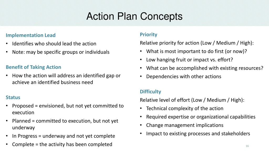 action plan concepts