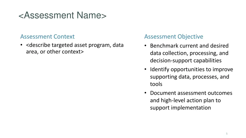 assessment name