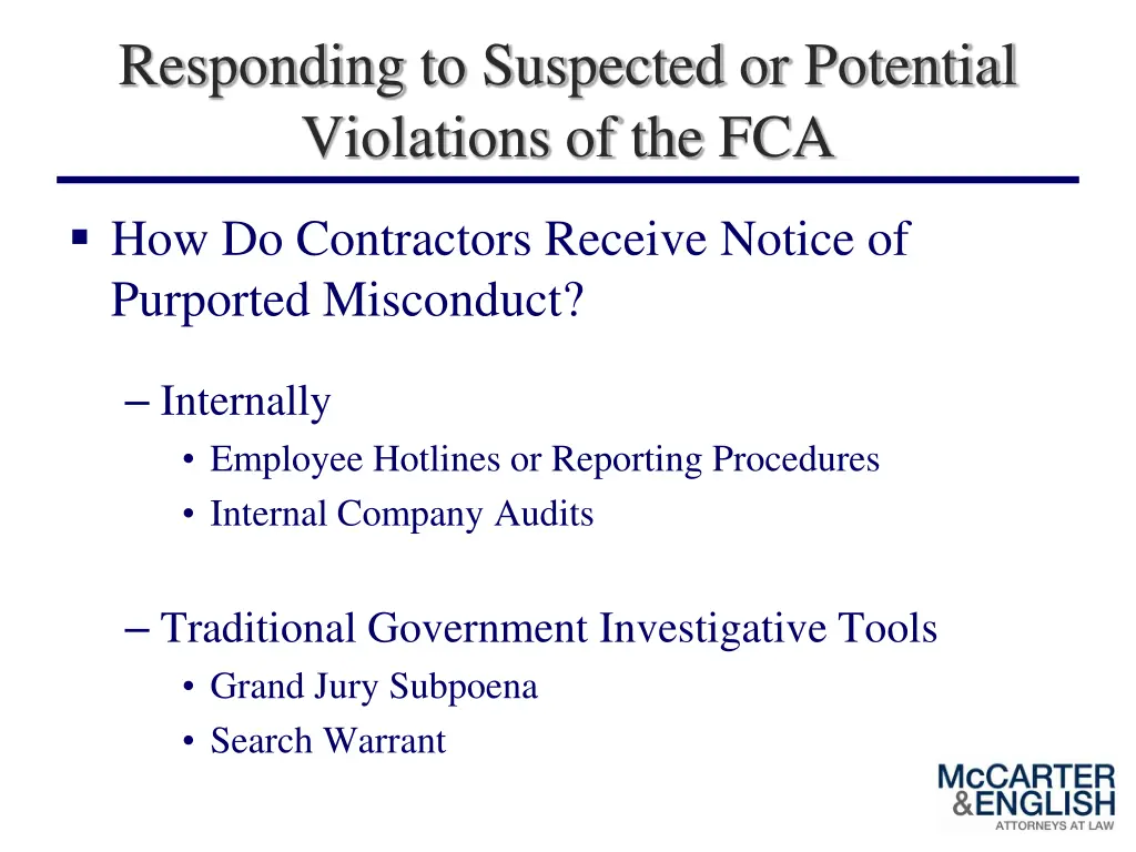 responding to suspected or potential violations