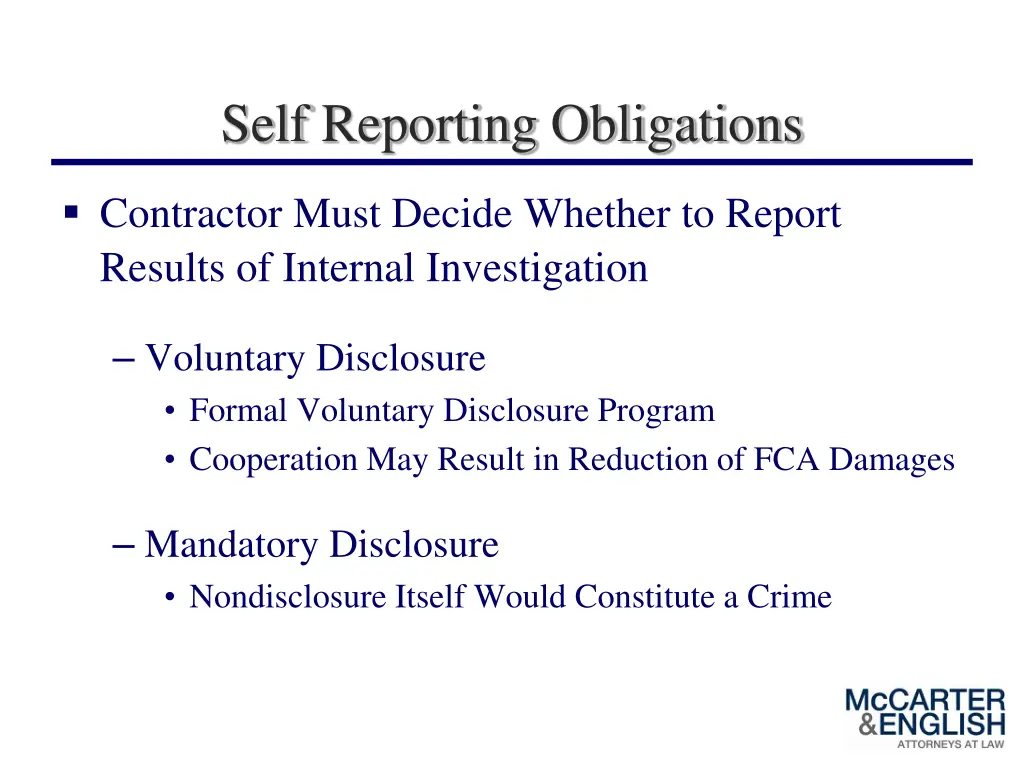 self reporting obligations