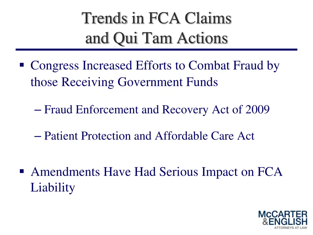 trends in fca claims and qui tam actions