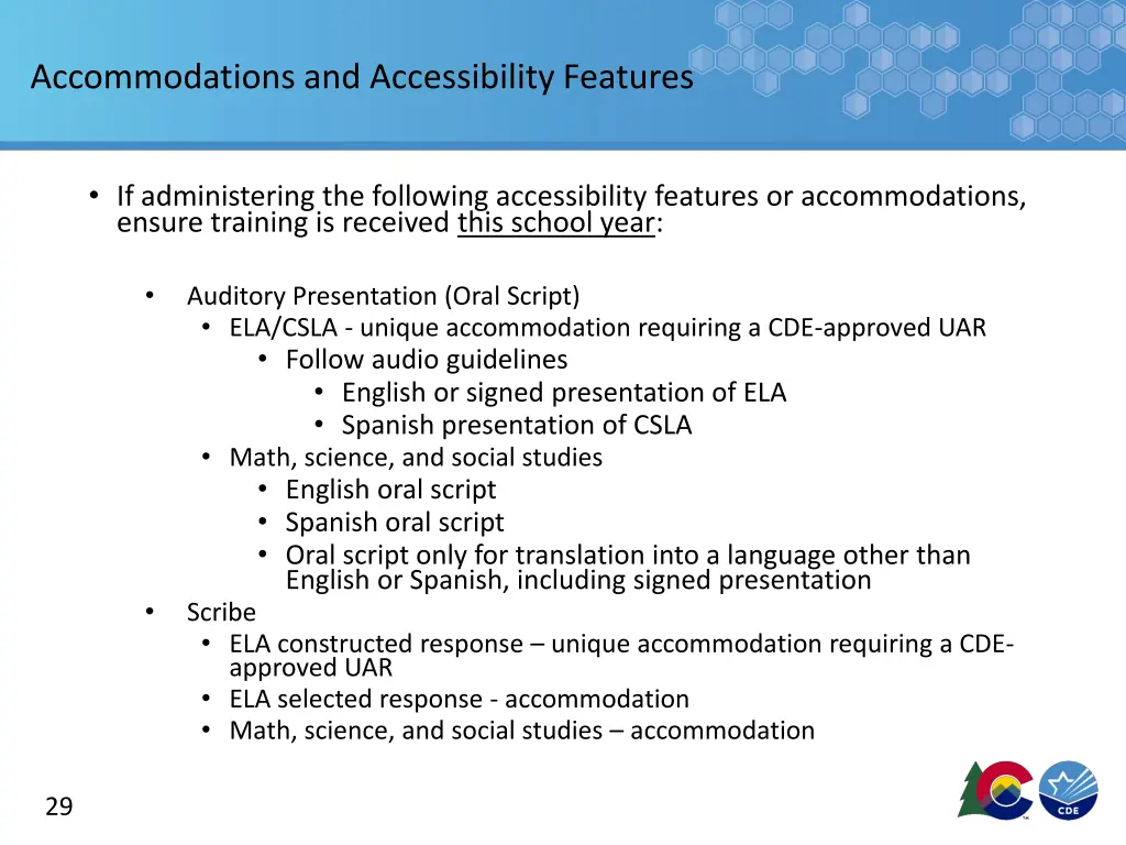 accommodations and accessibility features