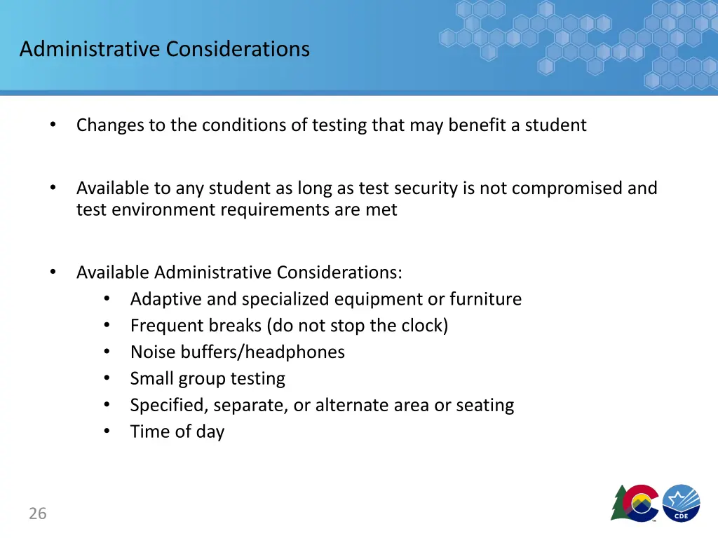 administrative considerations