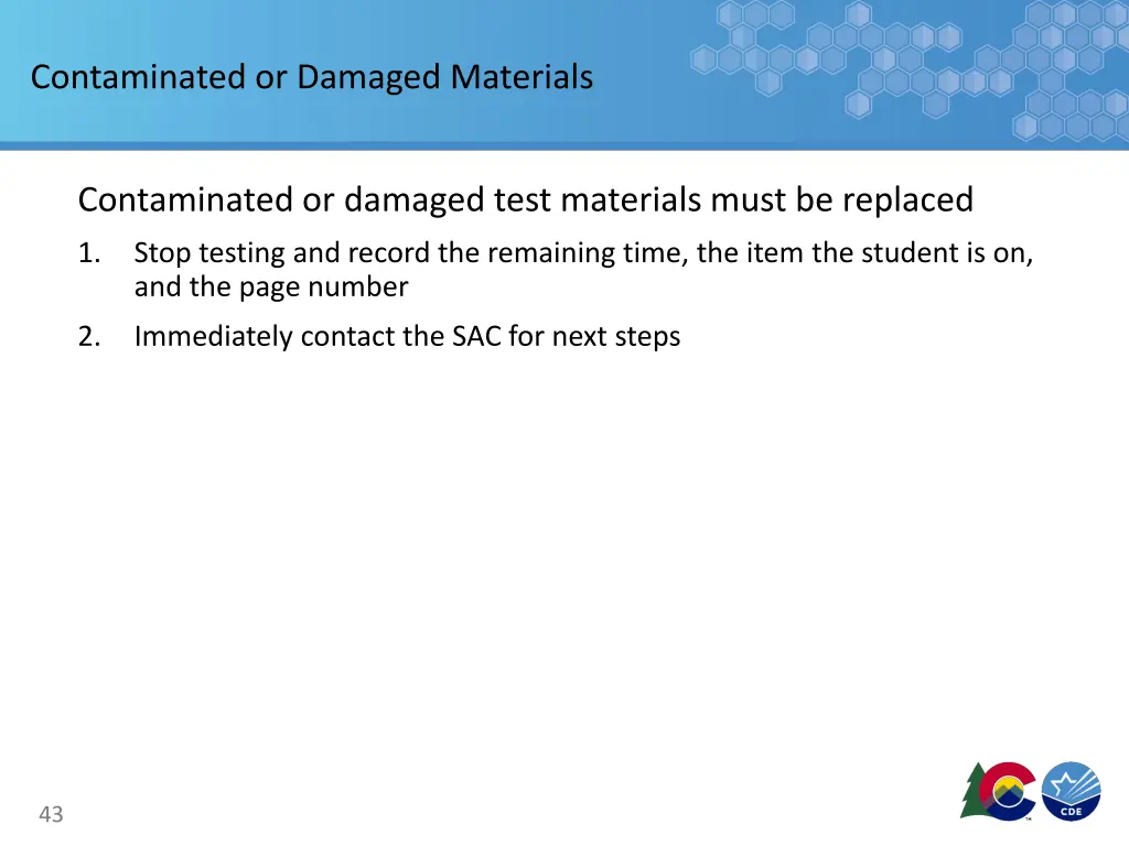 contaminated or damaged materials