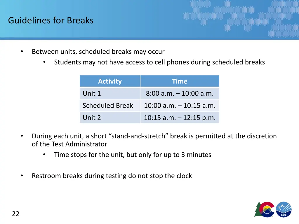 guidelines for breaks