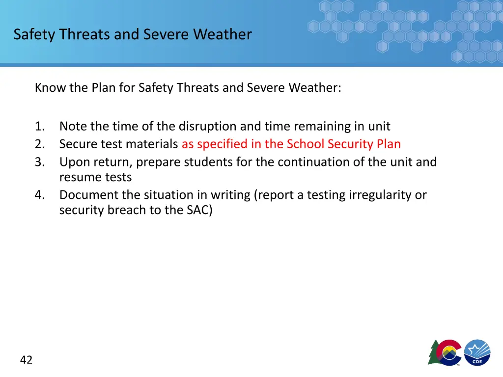 safety threats and severe weather