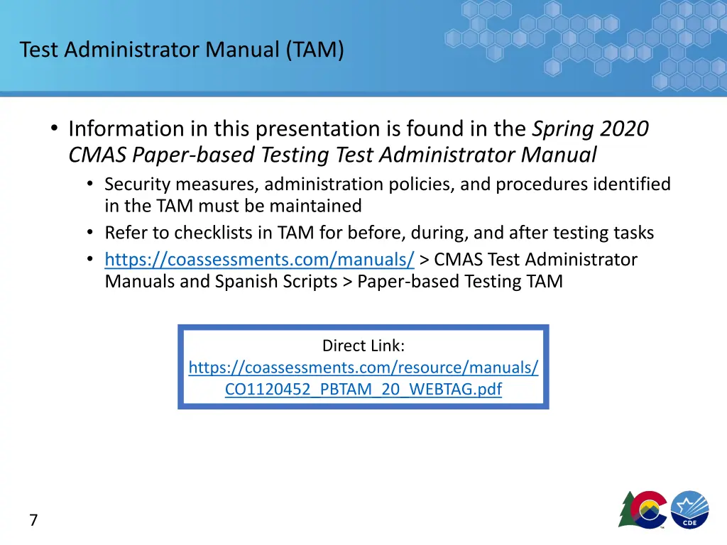 test administrator manual tam