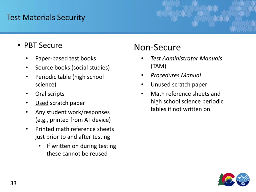 test materials security