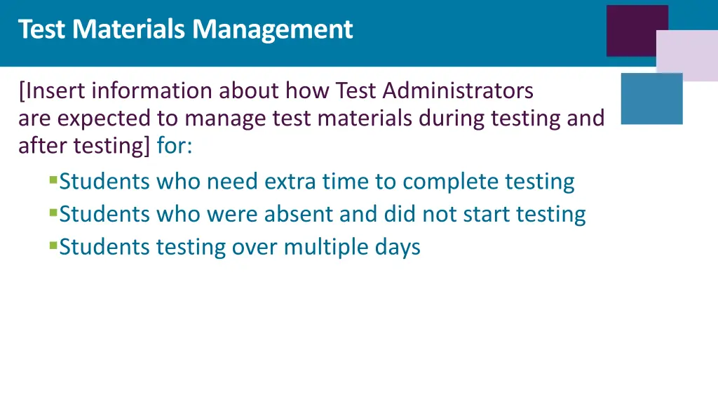 test materials management 2