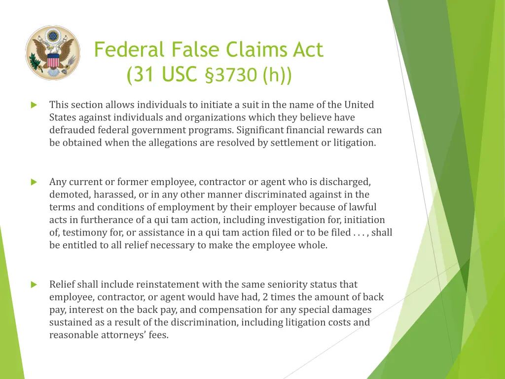 federal false claims act 31 usc 3730 h