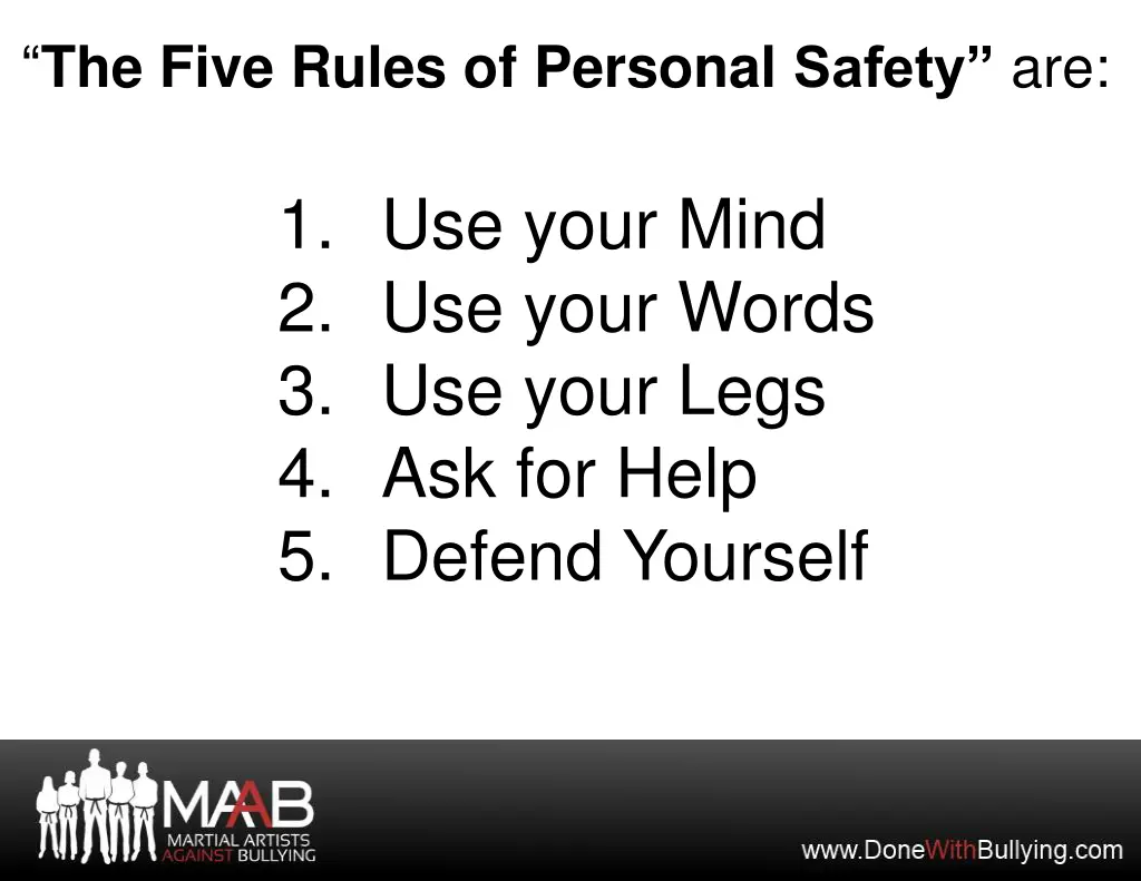 the five rules of personal safety are