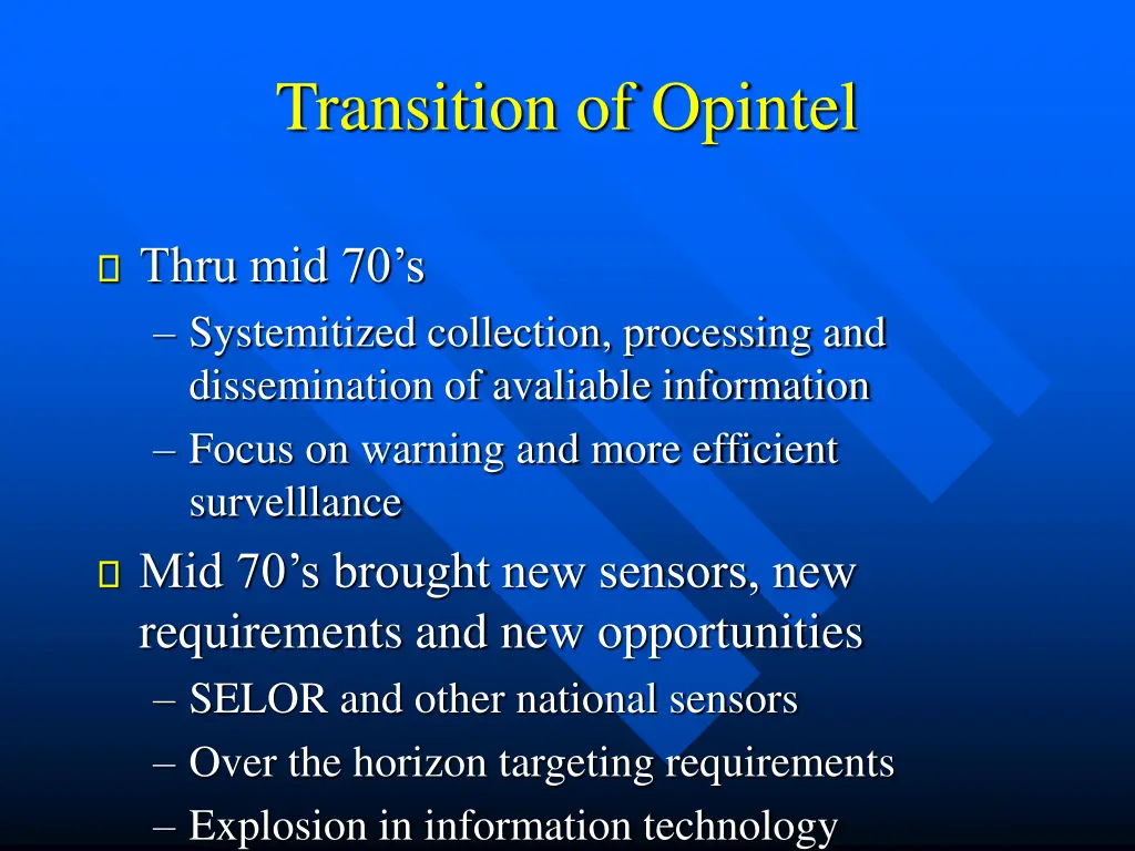 transition of opintel