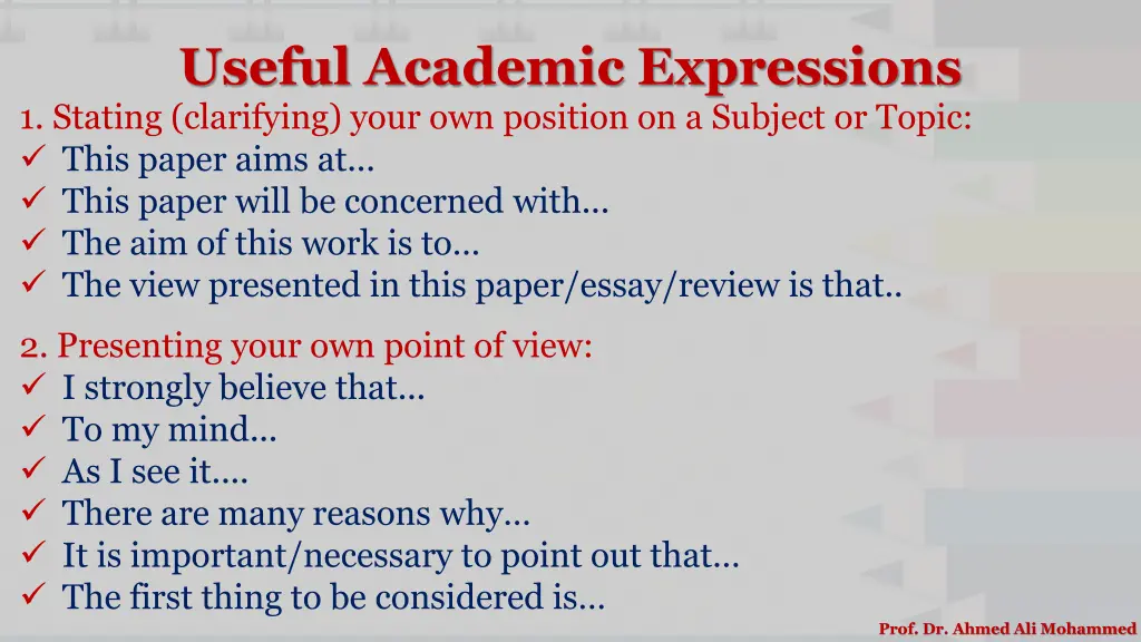 useful academic expressions 1 stating clarifying