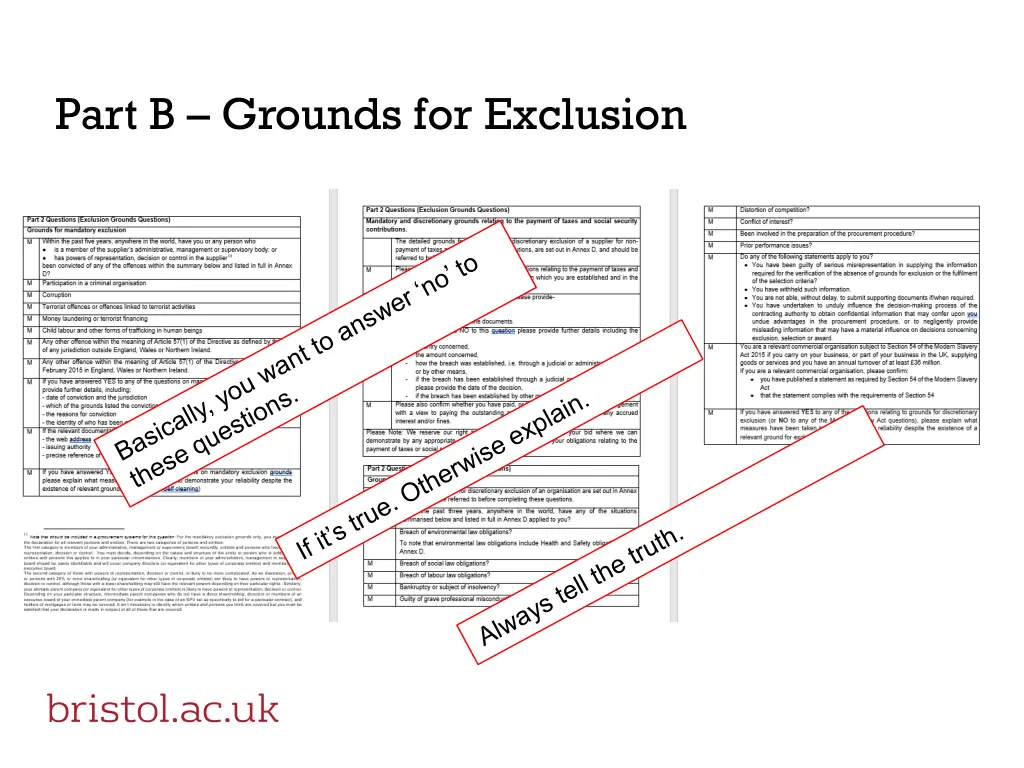 part b grounds for exclusion