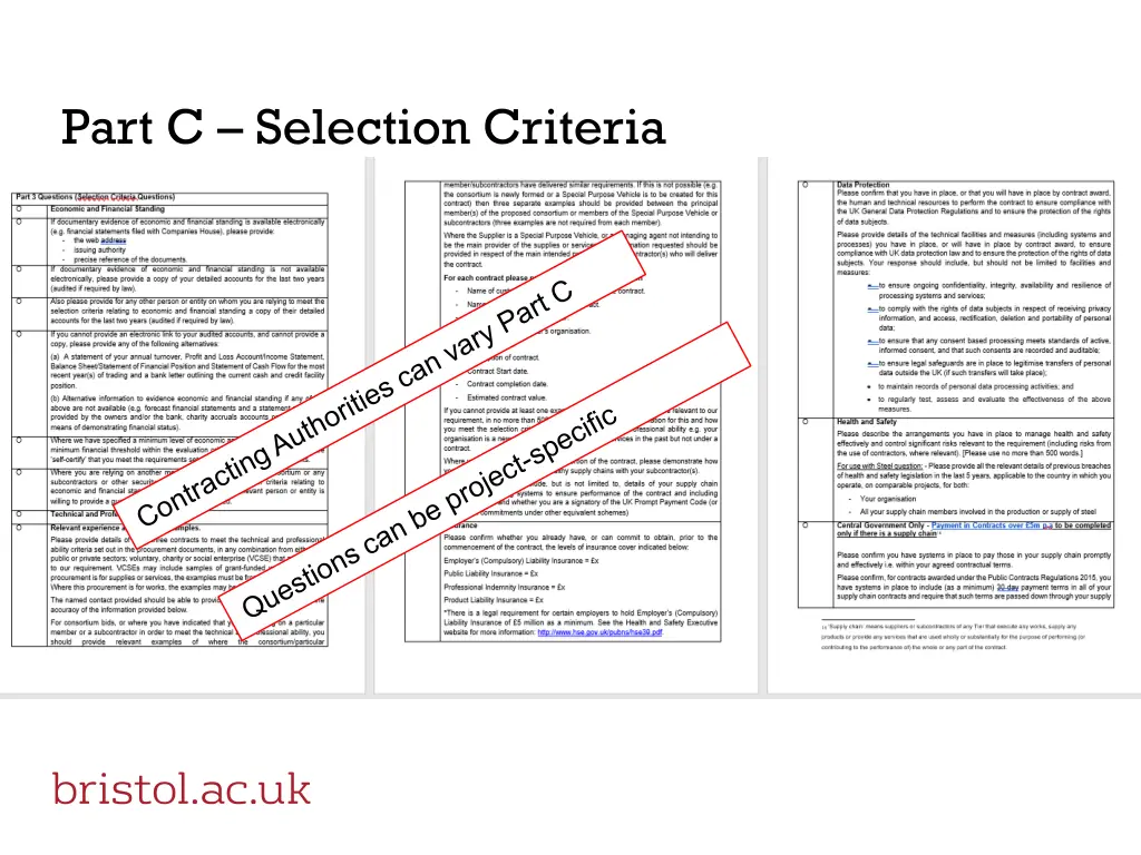 part c selection criteria