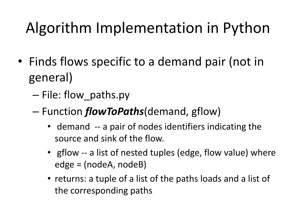 algorithm implementation in python