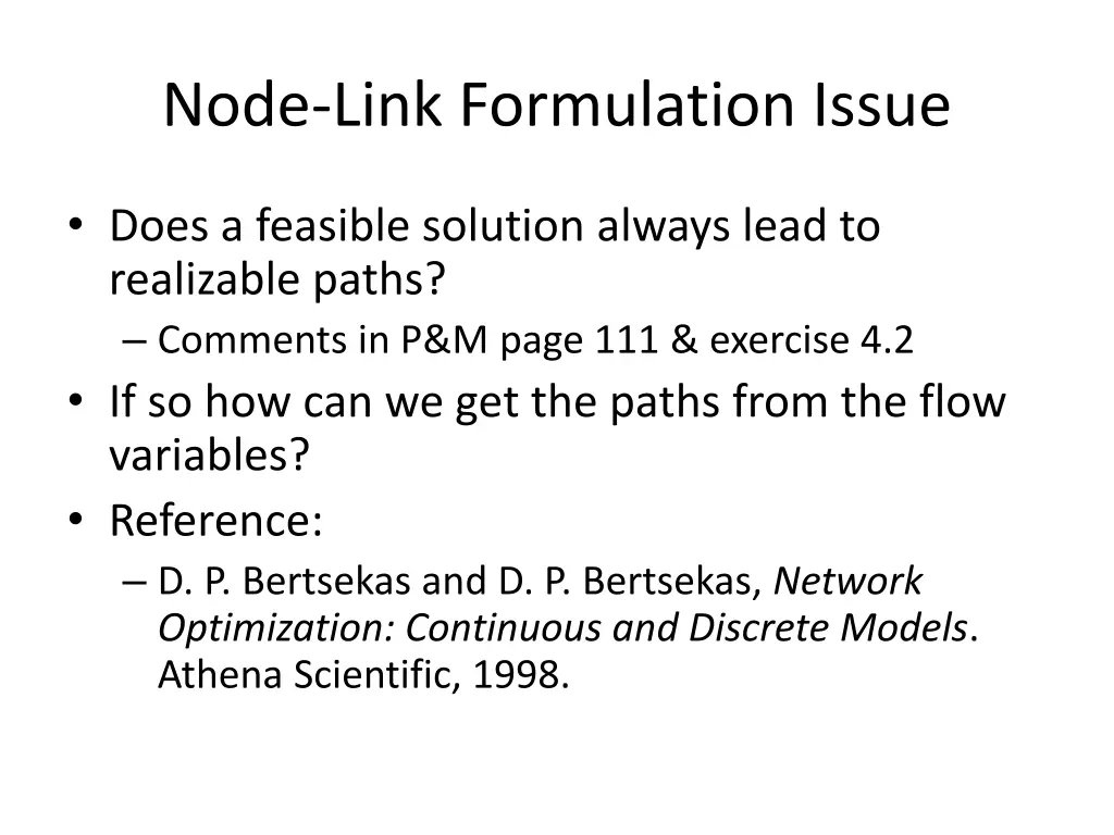 node link formulation issue