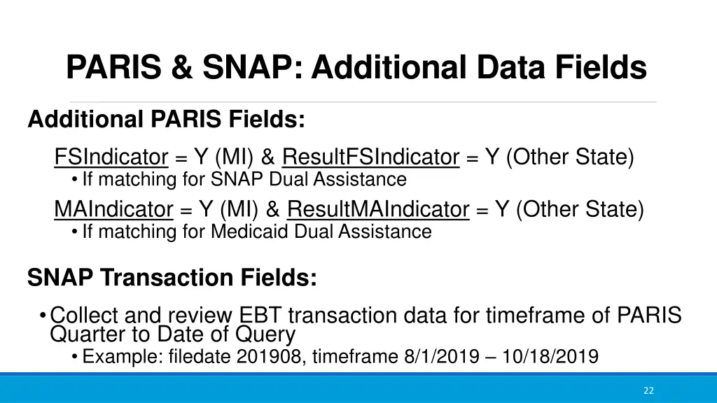 paris snap additional data fields