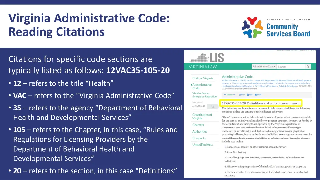 virginia administrative code reading citations