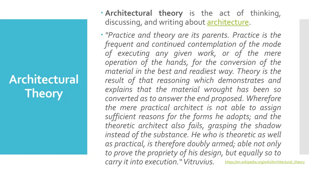 architectural theory is the act of thinking