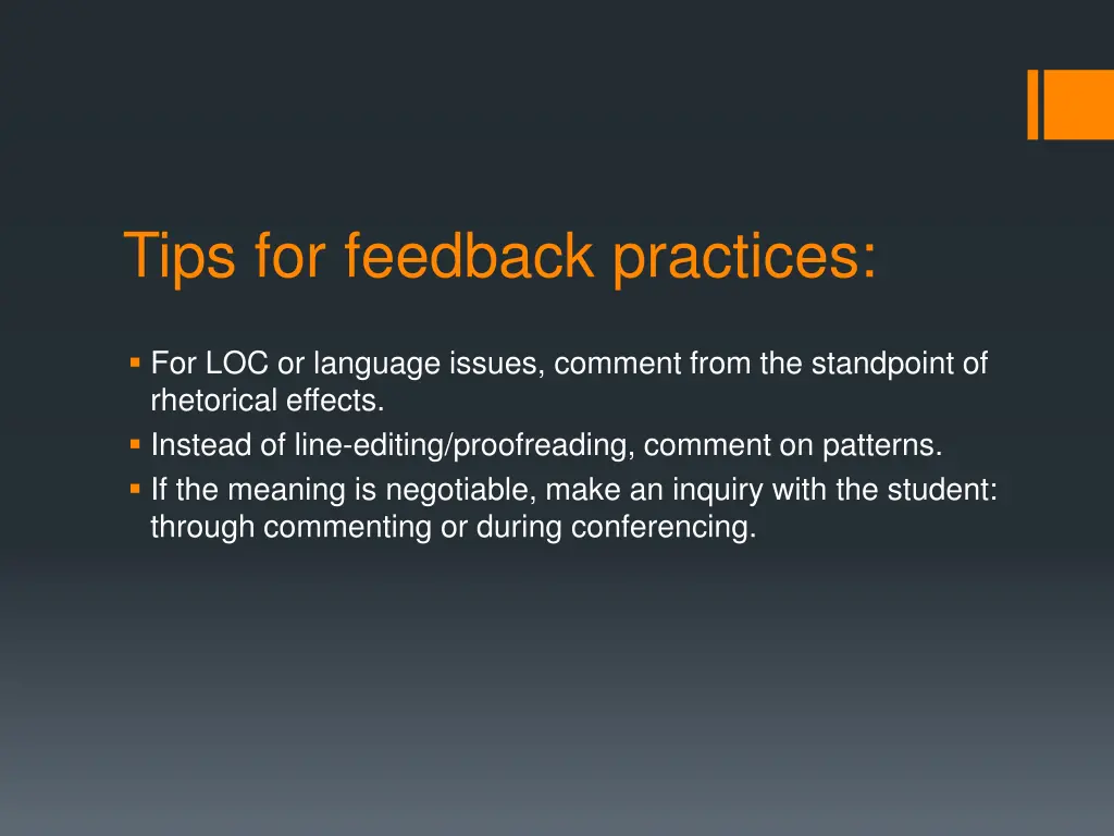 tips for feedback practices