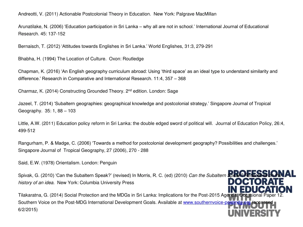 andreotti v 2011 actionable postcolonial theory