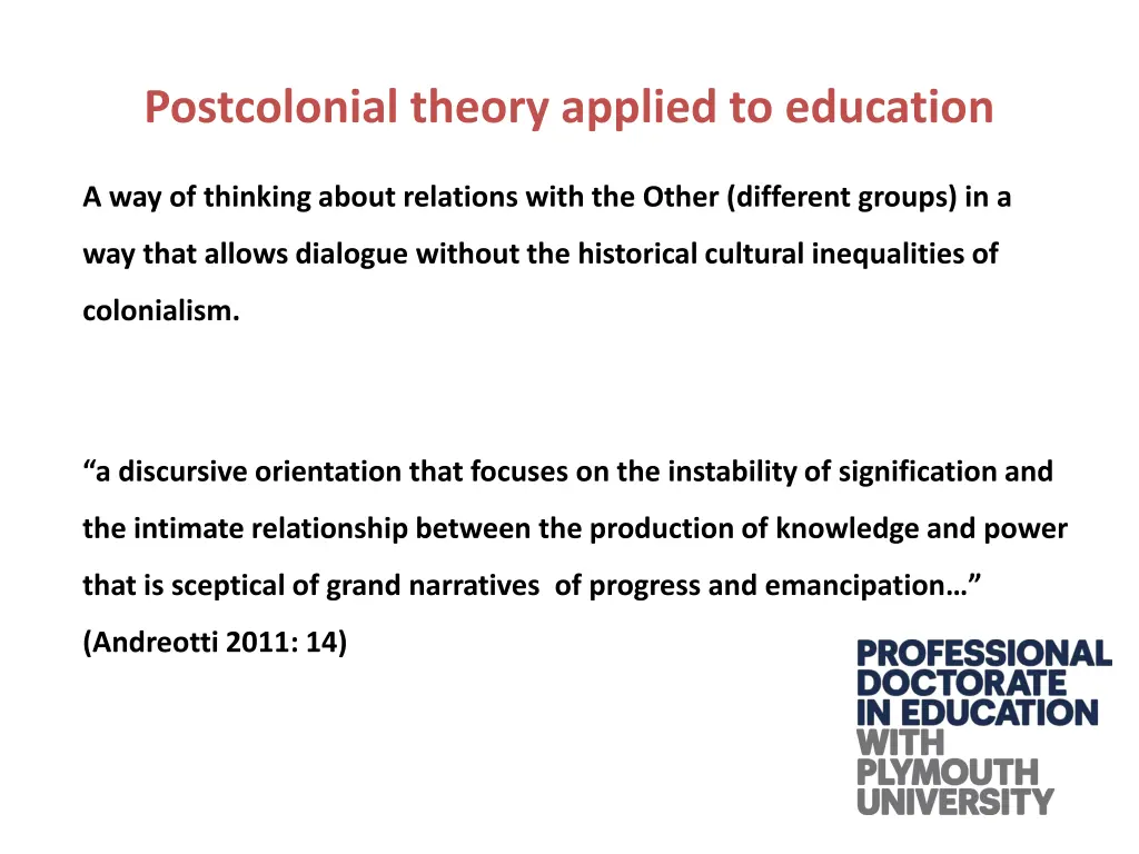 postcolonial theory applied to education