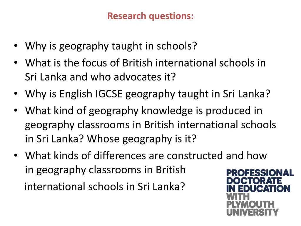 research questions