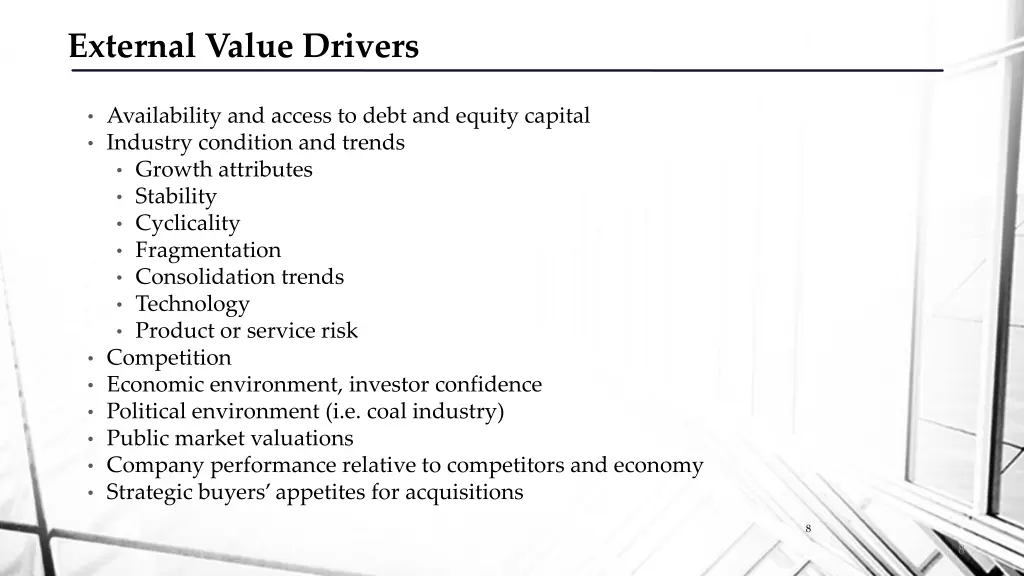 external value drivers