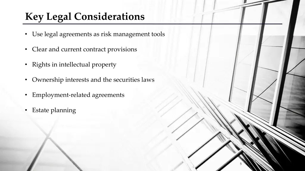 key legal considerations