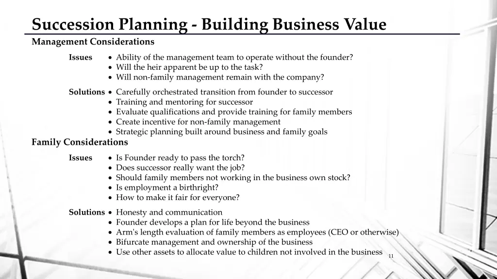 succession planning building business value