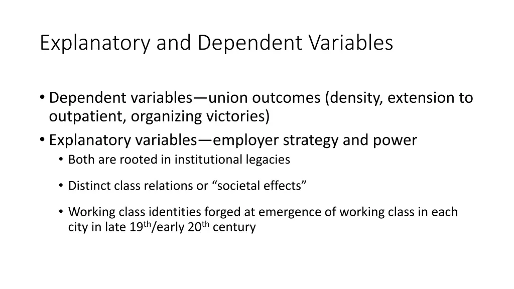 explanatory and dependent variables