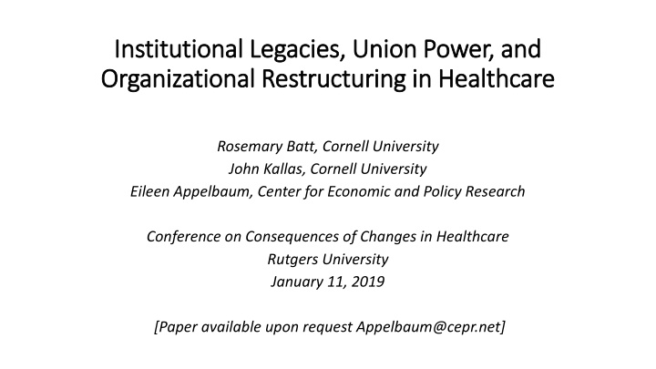 institutional legacies union power