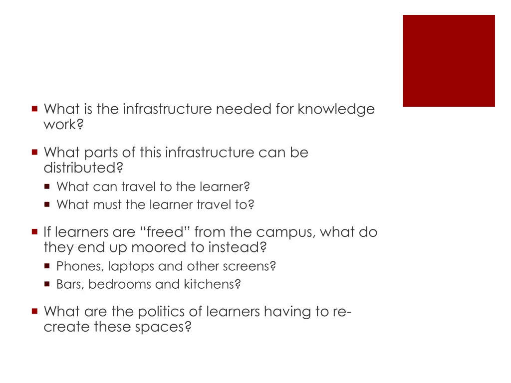 what is the infrastructure needed for knowledge