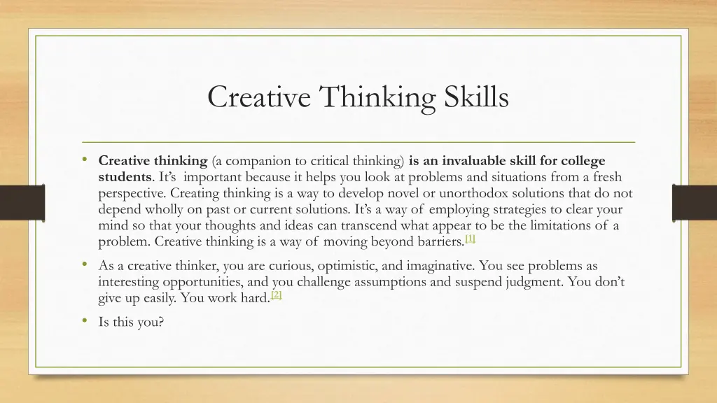 creative thinking skills