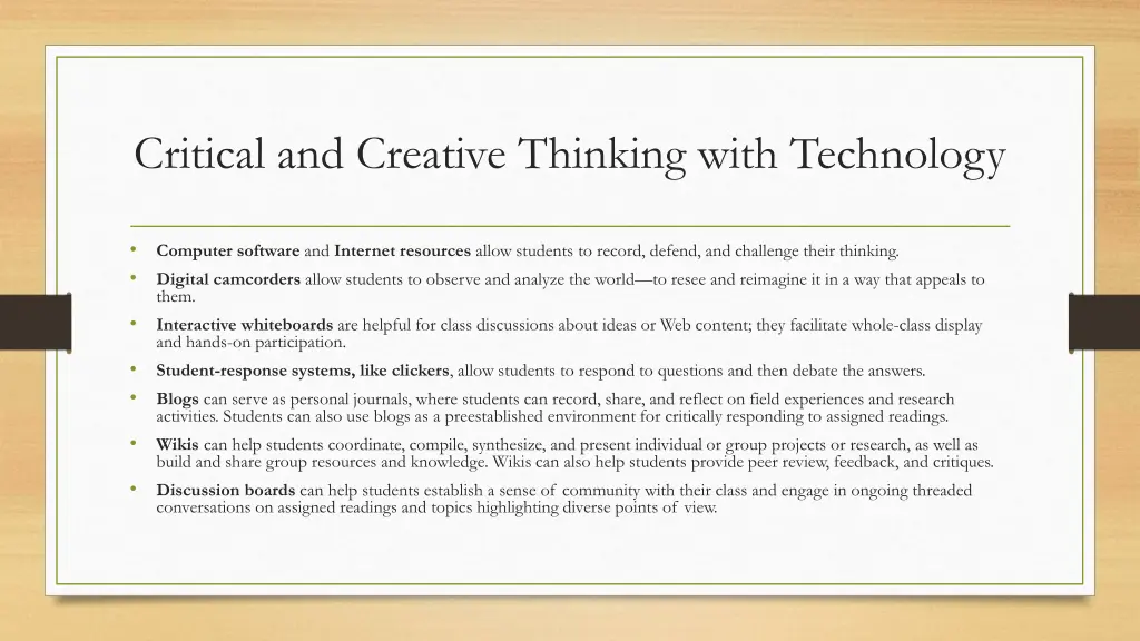 critical and creative thinking with technology