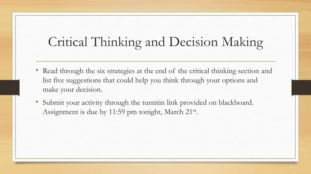 critical thinking and decision making 1